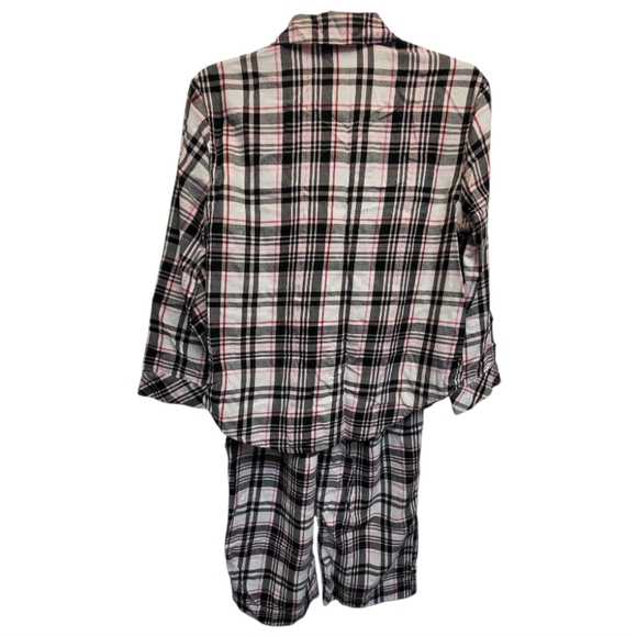 Victoria’s Secret Black & Pink Plaid Flannel Pajama Set - Size XS Short - Picture 3 of 6
